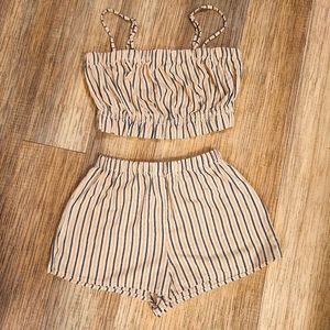 Mustard Seed Pin-striped Two-piece Romper